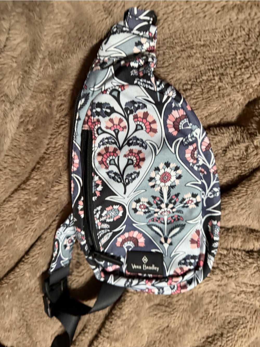 Vera Bradley Navy and Pink Floral Sling Backpack